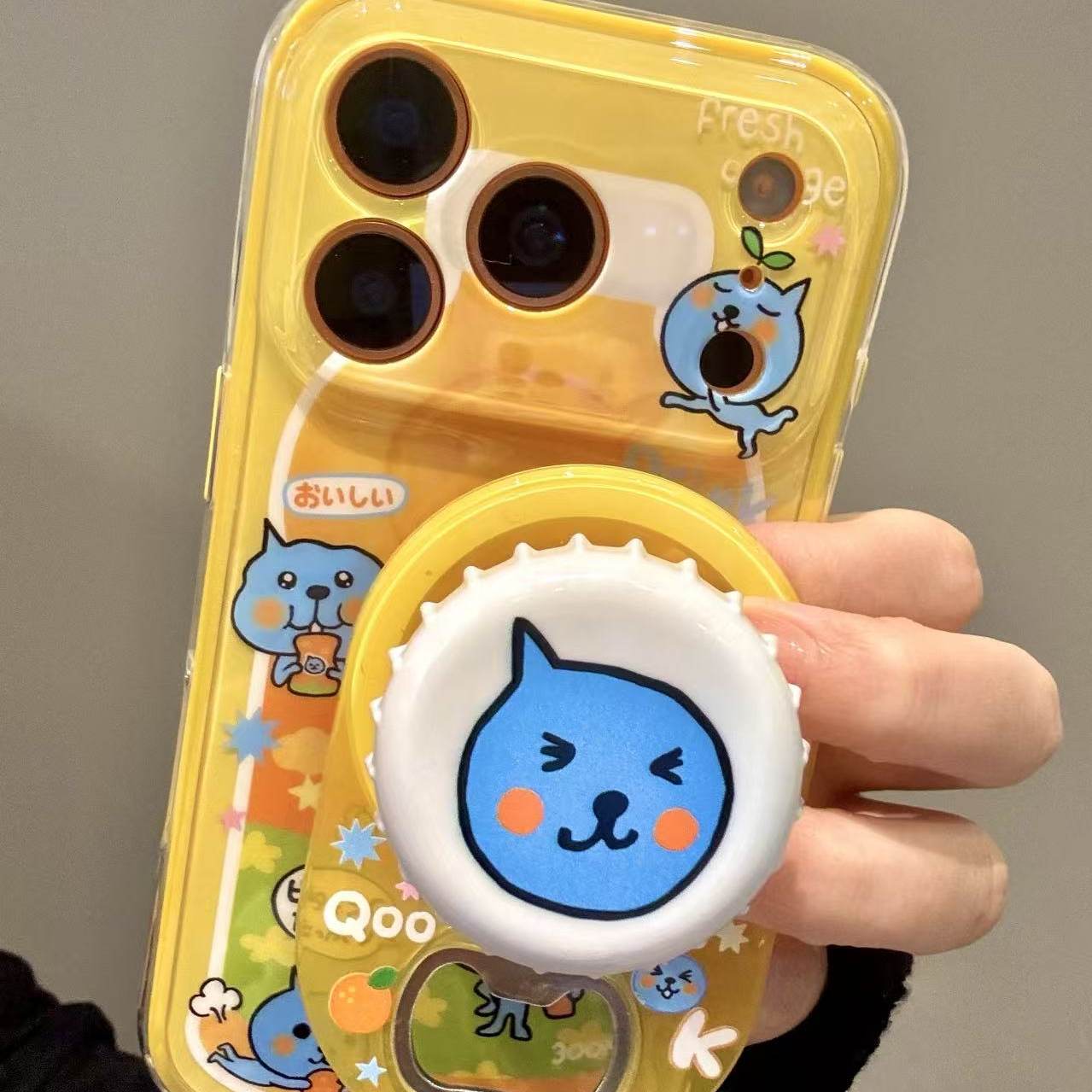 日系ins黄底橙汁酷儿磁吸支架适用iphone17promax苹果15手机壳14p,3C数码配件,手机保护套/壳,淘宝优惠券,粉丝福利购,淘宝优惠卷