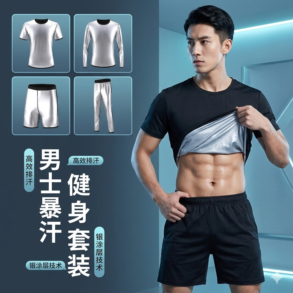 暴汗服男套装大码减重爆汗服发汗衣暴汗裤跑步运动健身房减脂控体