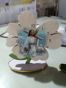 爆款小清新花朵桌面摆件晶瓷钟表家居饰品装饰画客厅卧室静音钟表