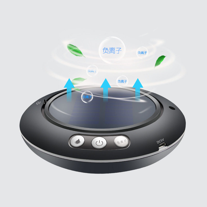 车载空气净化器太阳能汽车用负离子加湿净化器 香薰氧吧R-8036