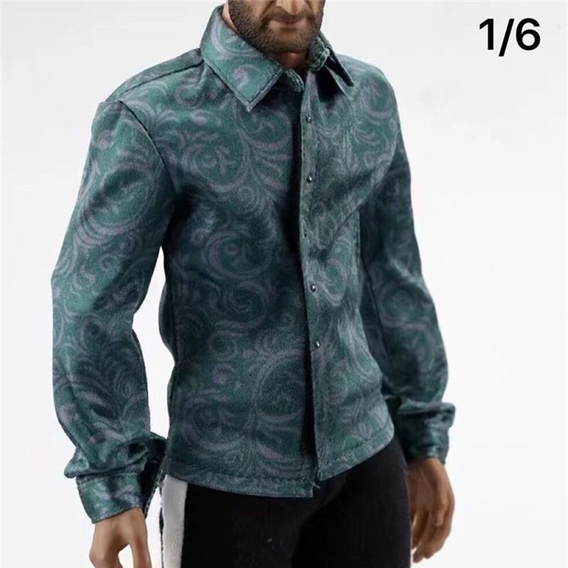 Toy center 1/6兵人小丑衬衫蓝绿色印花衬衣时尚丑爷西装配件现货