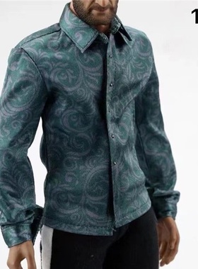 Toy center 1/6兵人小丑衬衫蓝绿色印花衬衣时尚丑爷西装配件现货