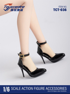 现货 1/6 女兵人 TCT-036 一字扣尖头高跟鞋 时尚包头凉鞋 模型