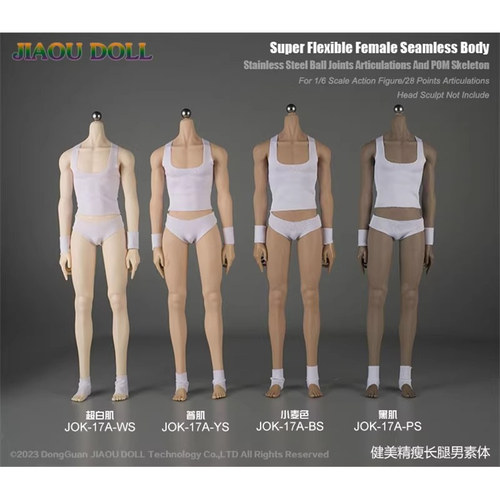 现货JIAOUDOLL 1/6兵人包胶素体 JOK-17A 拆脚健美精瘦长腿男素体