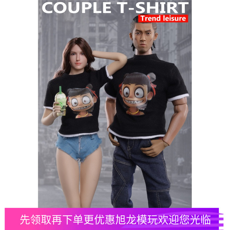 现货 ASTOYS 1/6兵人服饰 AS-050&052 男女潮流情侣款 短袖卫衣