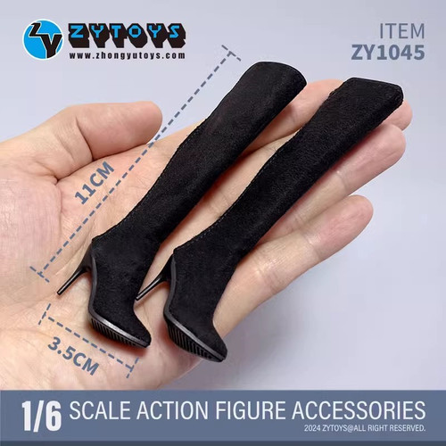 现货 ZYTOYS ZY1045 1/6女兵人 高筒翻皮靴 空心拉链靴 BJDOB手办