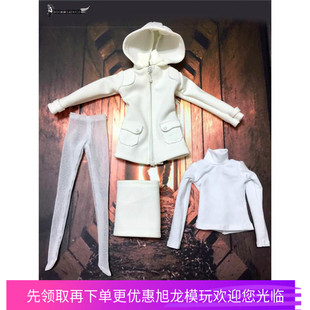 现货 1/6 女兵人衣服模型 CC299 潮流韩版风大衣 外套 时尚4件套