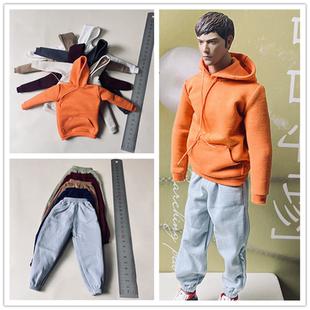 现货 1/6兵人 DG060 潮流卫衣卫裤 连帽卫衣休闲衣服包胶素体模型
