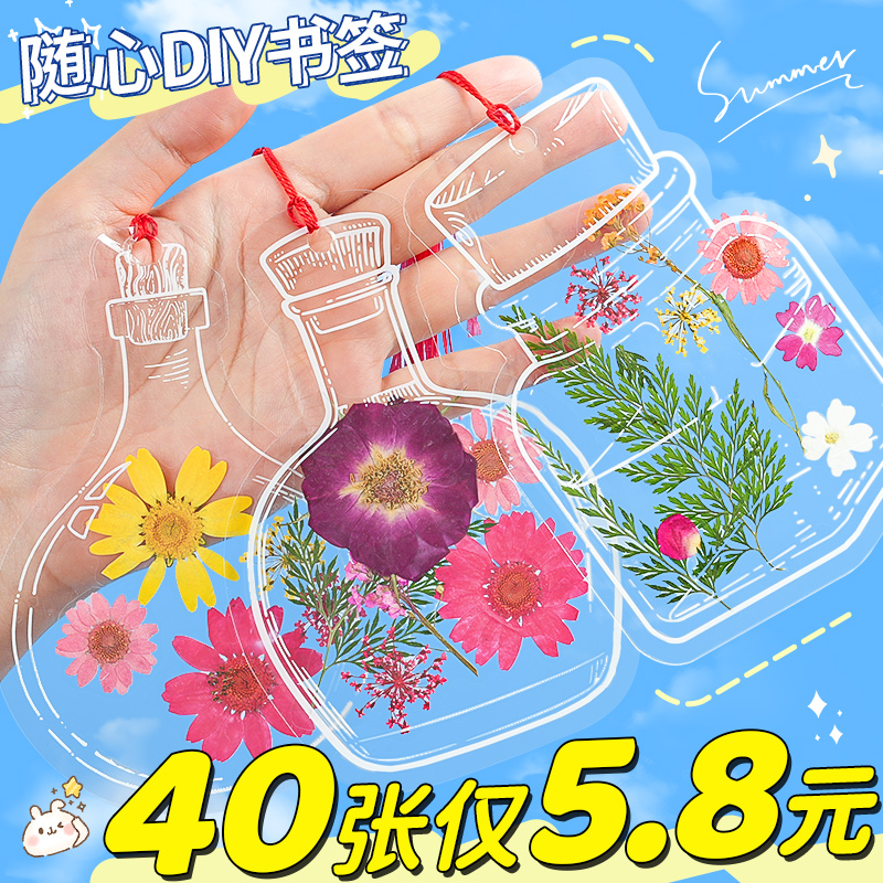 树叶标本塑封膜干花书签手工diy材料包幼儿园小学生捡秋收集植物自