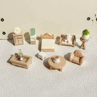 仿真微缩模型复古客厅沙发柜子茶几饮水机家具造景装饰拍摄小摆件