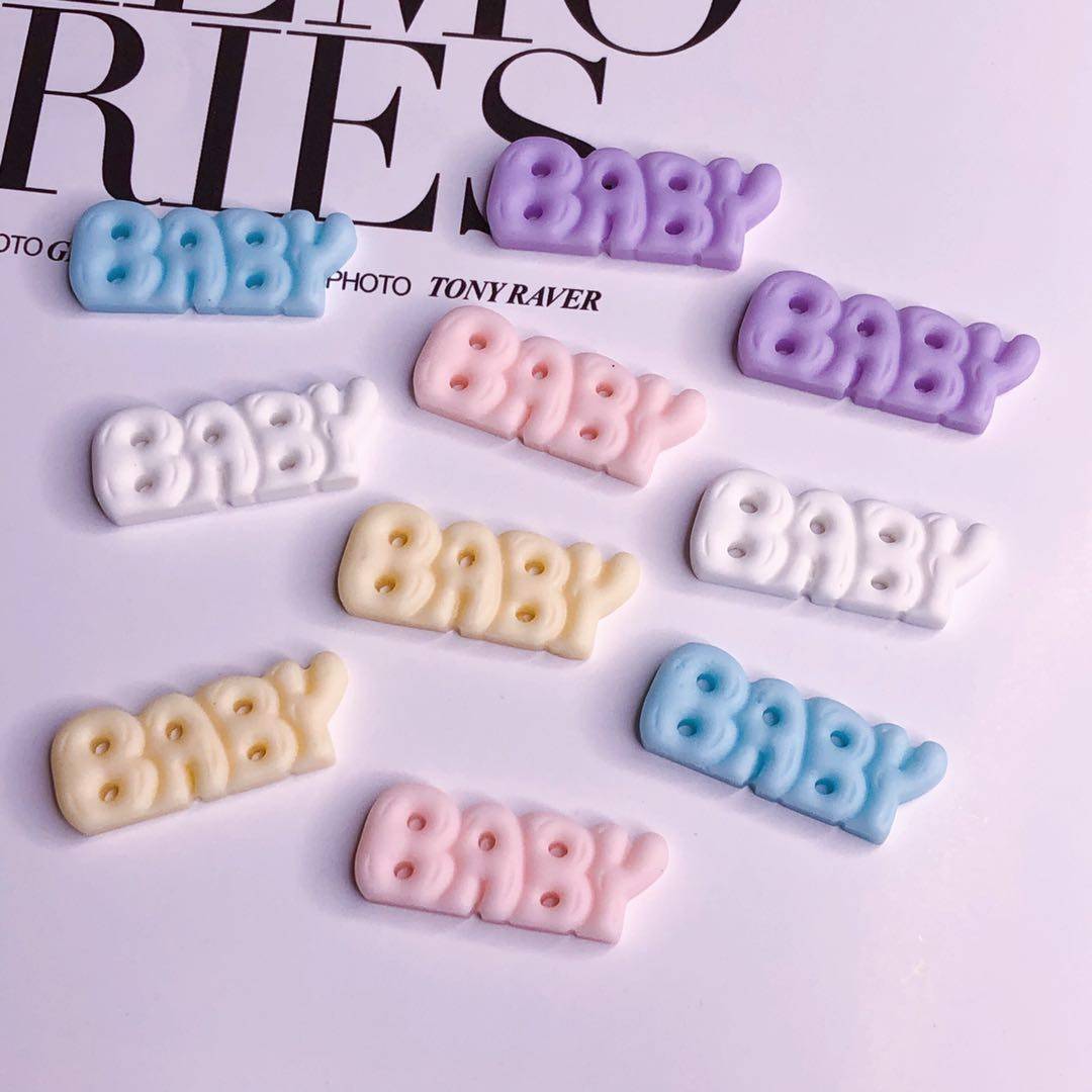 里昂手作可爱字母baby糖果树脂食玩 手机壳diy奶油胶材料发夹配件