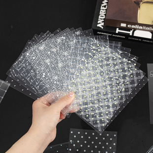 语闲pet手帐素材贴纸包 纸间呼吸ins风防水带背胶diy装饰打底拼贴