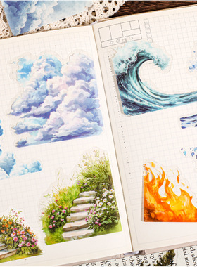 Retro Story PET边角贴纸 自然系列 自然风景手帐装饰素材贴20张