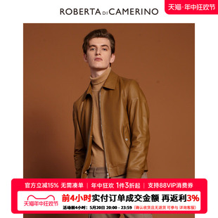 ROBERTA诺贝达新春时尚 皮衣外套男 真皮羊皮皮衣拉链款 羊皮革