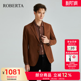 男士 西服春季 新款 西装 ROBERTA诺贝达男装 休闲纯色时尚 男 麂皮绒
