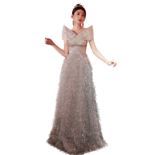 高级感晚礼服女2026新款宴会抹胸颁奖典礼高端轻奢大合唱团演出服