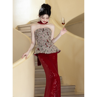 绝美新中式订婚晚礼服女高贵优雅新娘敬酒服晨拍鱼尾结婚高级晨袍