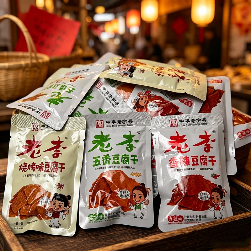老李豆腐干五香烧烤香辣卤豆干网红解馋吃货追剧办公宿舍休闲零食