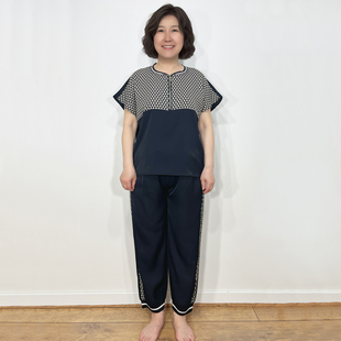 中老年休闲套装女2026夏季新款韩国代购短袖T恤+九分裤套装妈妈