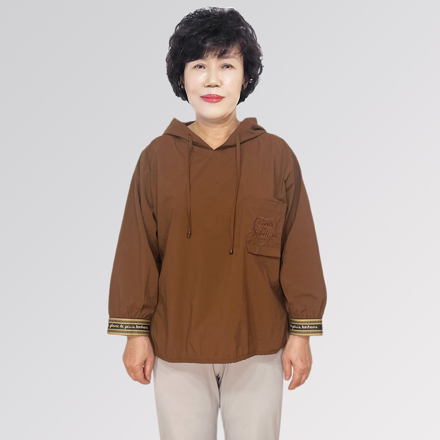 中老年洋气宽松套头连帽长袖T恤2025秋季新款韩国代购薄妈妈上衣