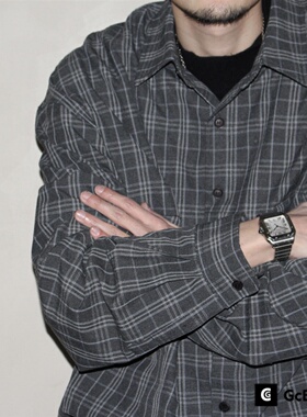 GcBrand Lab SS25 基础款 日系复古休闲简约百搭格子口袋长袖衬衫