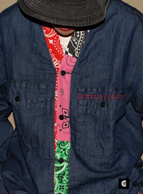 GcBrand Lab SS23 日系复古潮流民族风水洗牛仔衬衫 道袍和服外套