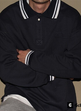 GcBrand 日系复古宽松POLO衫卫衣 秋季男女情侣休闲百搭长袖T恤潮