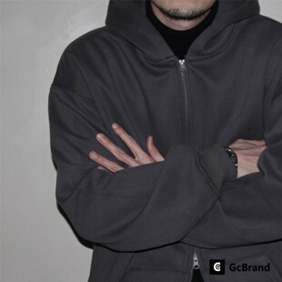 GcBrand Lab Zippered Hoodie 美式复古休闲情侣连帽卫衣拉链帽衫