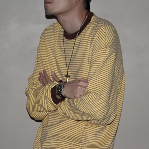 GcBrand Lab AW26 基础款 男女款 复古撞色德绒长袖T恤条纹衫上衣