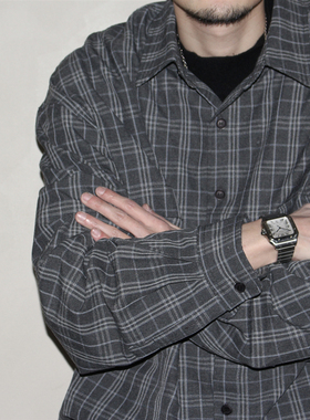 GcBrand Lab SS25 基础款 日系复古休闲简约百搭格子口袋长袖衬衫