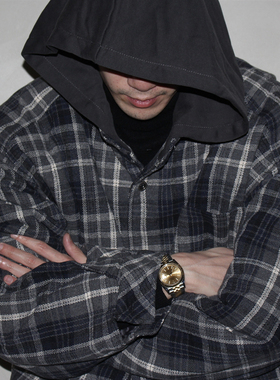GcBrand Lab AW24 复古主题元素 基础款 厚实保暖 连帽格子棉衣