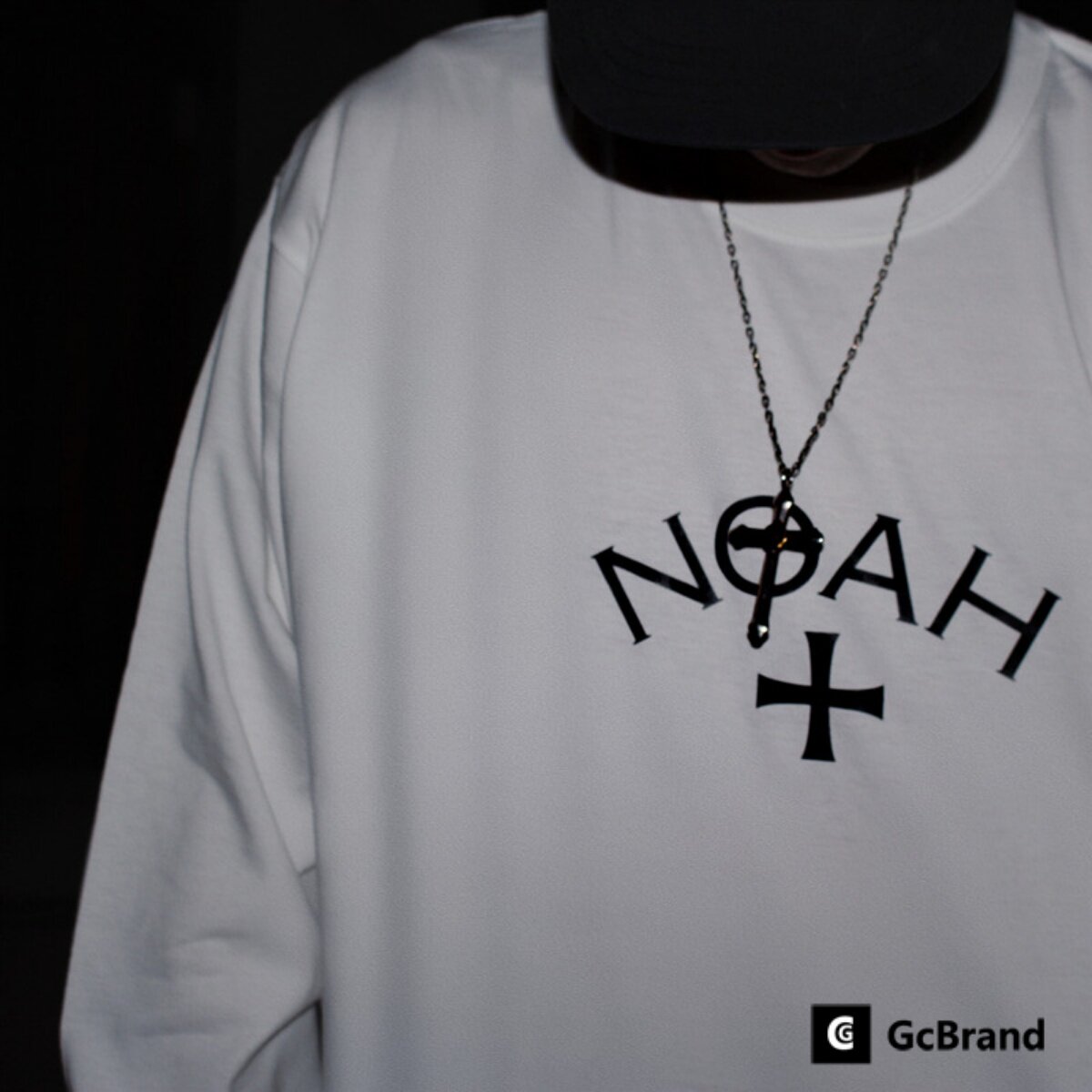 GcBrand NOAH 美式复古休闲长袖T恤宽松十字印花圆领卫衣男女上衣