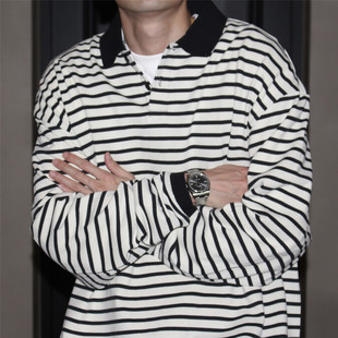 复古基础款 美式 休闲撞色长袖 GcBrand 条纹POLO衫 AW25 T恤 潮 Lab