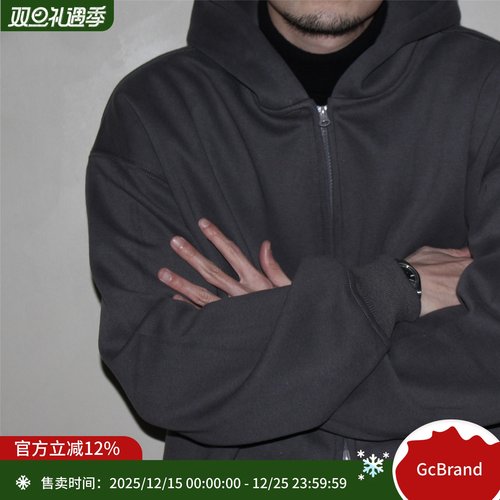 GcBrand Lab Zippered Hoodie 美式复古休闲情侣连帽卫衣拉链帽衫