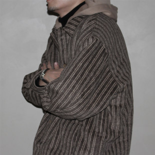 复古主题元 AW25 素 美式 条纹棉衣连帽棉服 GcBrand 休闲男女装 Lab