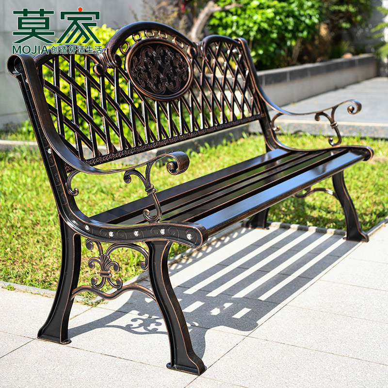 莫家户外长椅公园椅铸铝花园铁艺靠背广场长条椅子园林休闲长凳子