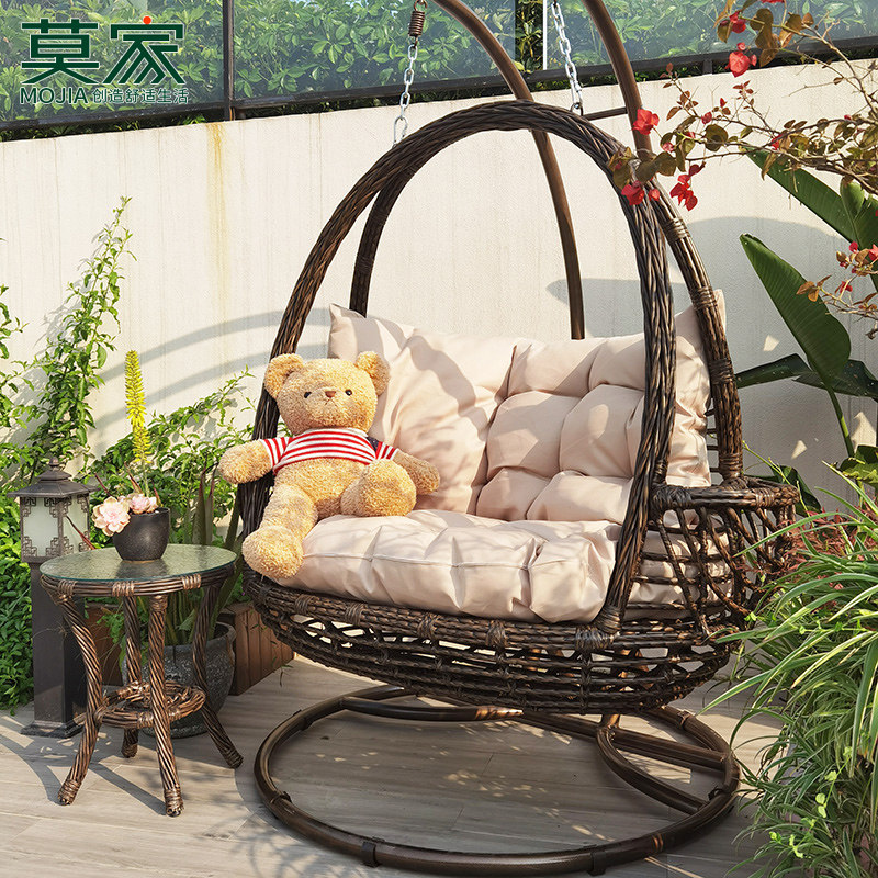 莫家户外吊篮吊椅室内阳台网红摇篮椅秋千室外休闲编藤双人吊篮