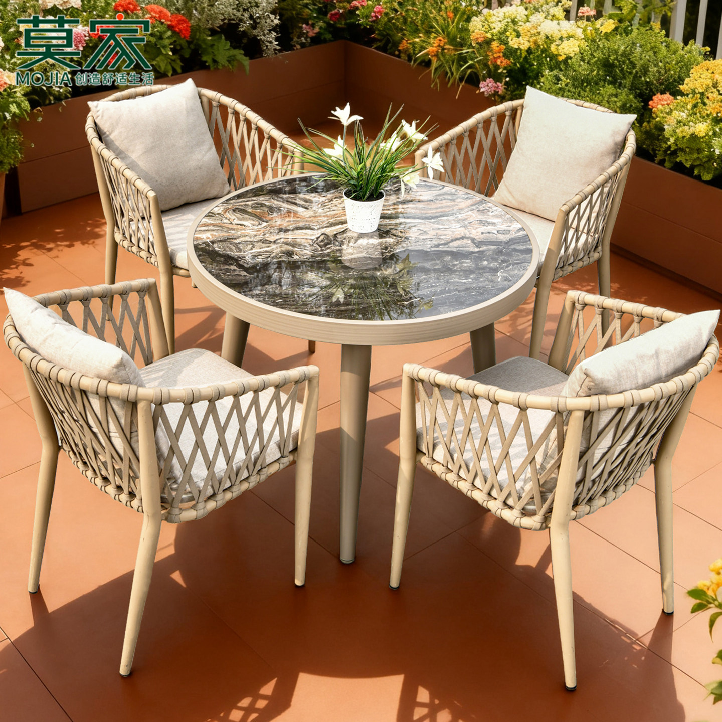 莫家户外桌椅庭院别墅花园铝合金岩板桌露台休闲外摆高档餐厅圆桌,住宅家具,桌椅套件,淘宝优惠券,粉丝福利购,淘宝优惠卷