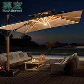 莫家户外遮阳伞遮阳伞庭院伞花园别墅带灯太阳能 露台花园罗马伞