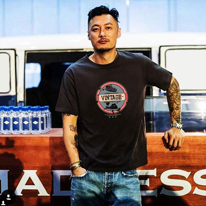 男纯棉圆领半袖T恤