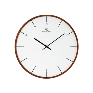 VICTORIAHYDE挂钟简约现代白色圆形静音机芯实木客厅挂墙电子钟表