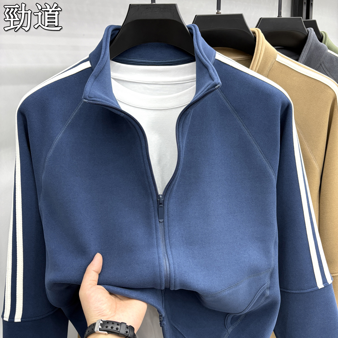 男士夹克立领拉链复古开衫外套