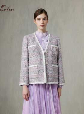 CHARFEN2025春季新款温婉气质小香风粗花呢外套女CFF1B320-3020A