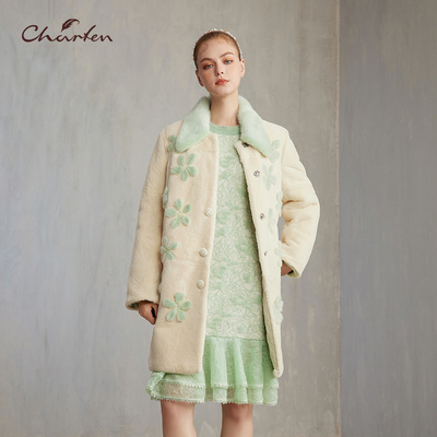CHARFEN法式轻奢貂毛长款大衣