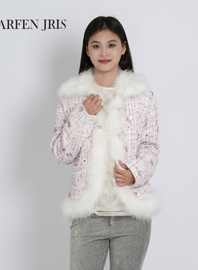 CHARFENJRIS2025冬季新款重工钉珠小香风羽绒服女FJF5D605-6037Y