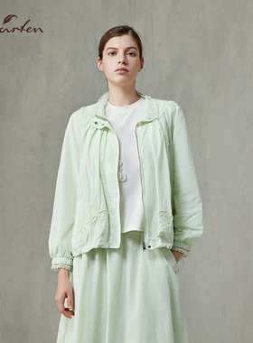 CHARFEN得体风立领短外套春季新款百搭夹克防晒衣CFF1C118-1076A