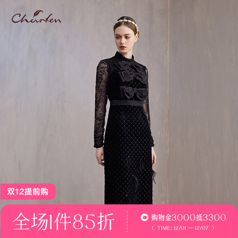 法式优雅钉珠亮片连衣裙