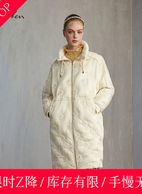 CHARFEN冬季新款时尚百搭显瘦钉珠小雏菊花羽绒服CFE5E312-3100Y