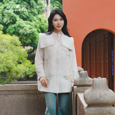 CHARFEN千金风蝴蝶刺绣斗篷外套