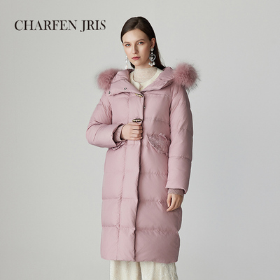 CHARFENJRIS 2024年冬保暖长款鸭绒羽绒服外套女FJE5F683-6173Y